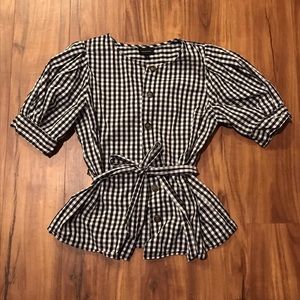 Buffalo Plaid Blouse w/ Bow by Who What Wear